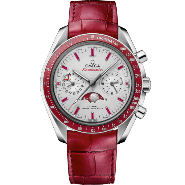 Speedmaster MoonPhase 44.25 mm platinum leather strap