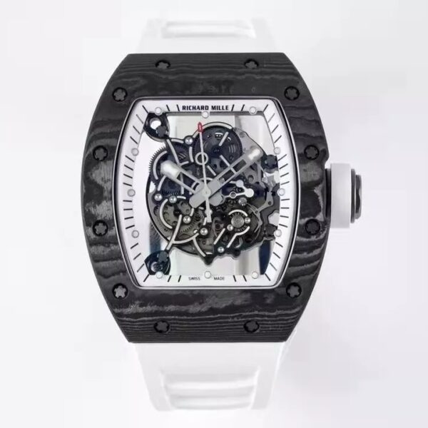 RM055 Skeleton White Dial Black Bezel White Rubber Strap ZF RMUL2
