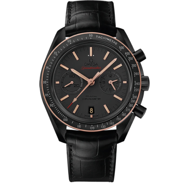 Speedmaster Dark Side of the Moon 44.25 mm, black ceramic on leather strap