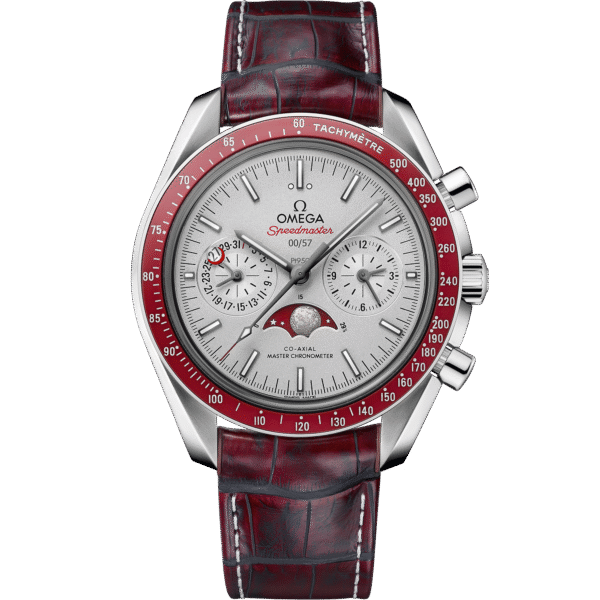 Speedmaster MoonPhase 44.25 mm platinum leather strap