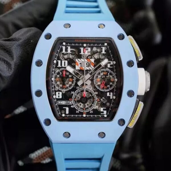 RM 11-03 Skeleton Dial Blue Bezel Blue Rubber Strap KV 7750