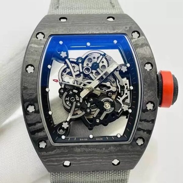 RM055 Skeleton Dial Black Bezel Gray Canvas Strap RMS RMUL2