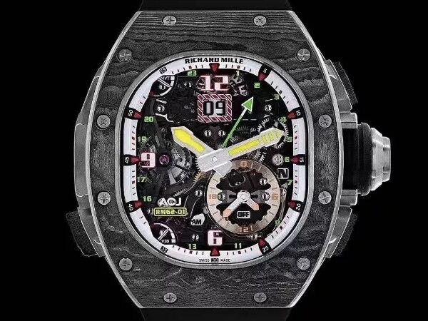 RM 62-01 Tourbillon Vibrating Alarm ACJ Black Bezel Black Rubber Strap RM62-01