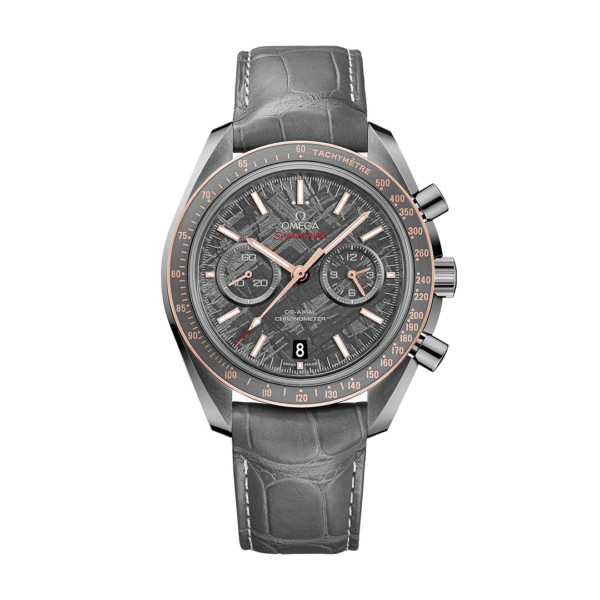 Speedmaster Dark Side of the Moon 44.25 mm, grey ceramic on leather strap with foldover clasp
